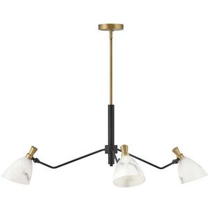 Sinclair LED 40 inch Heritage Brass with Black Indoor Chandelier Ceiling Light