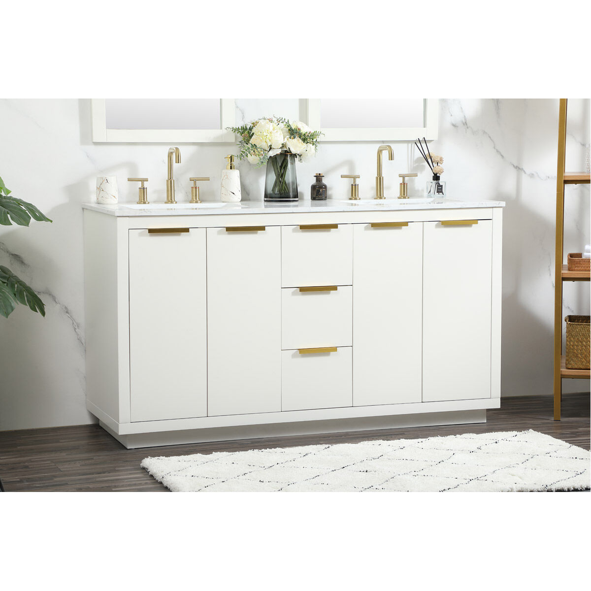 Blake 60 X 22 X 34 inch White Vanity Sink Set
