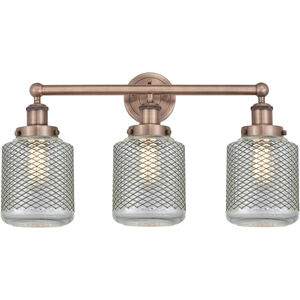 Stanton 3 Light 24 inch Antique Copper and Clear Wire Mesh Bath Vanity Light Wall Light