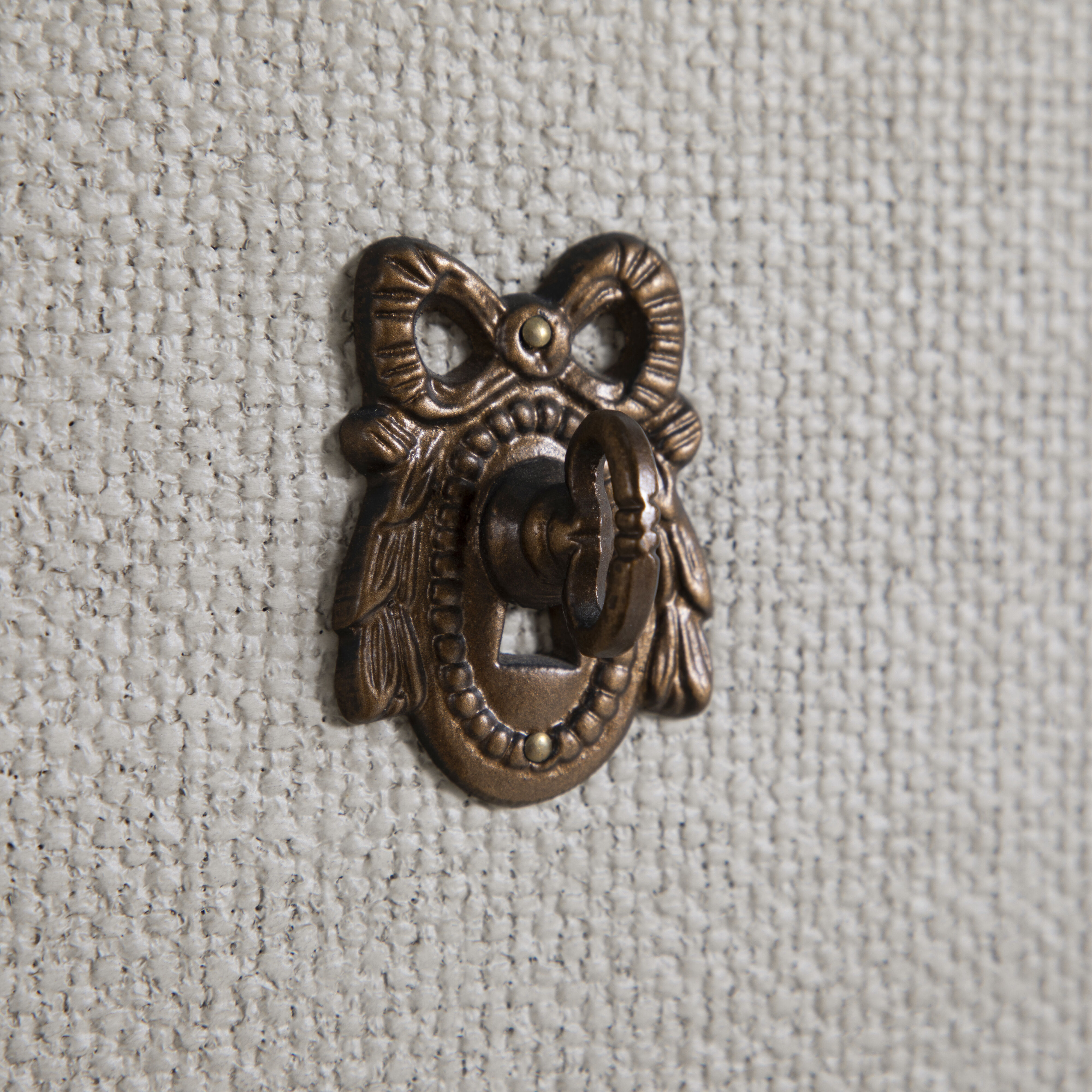 Caroline Cerused White and Painted Burlap Chest