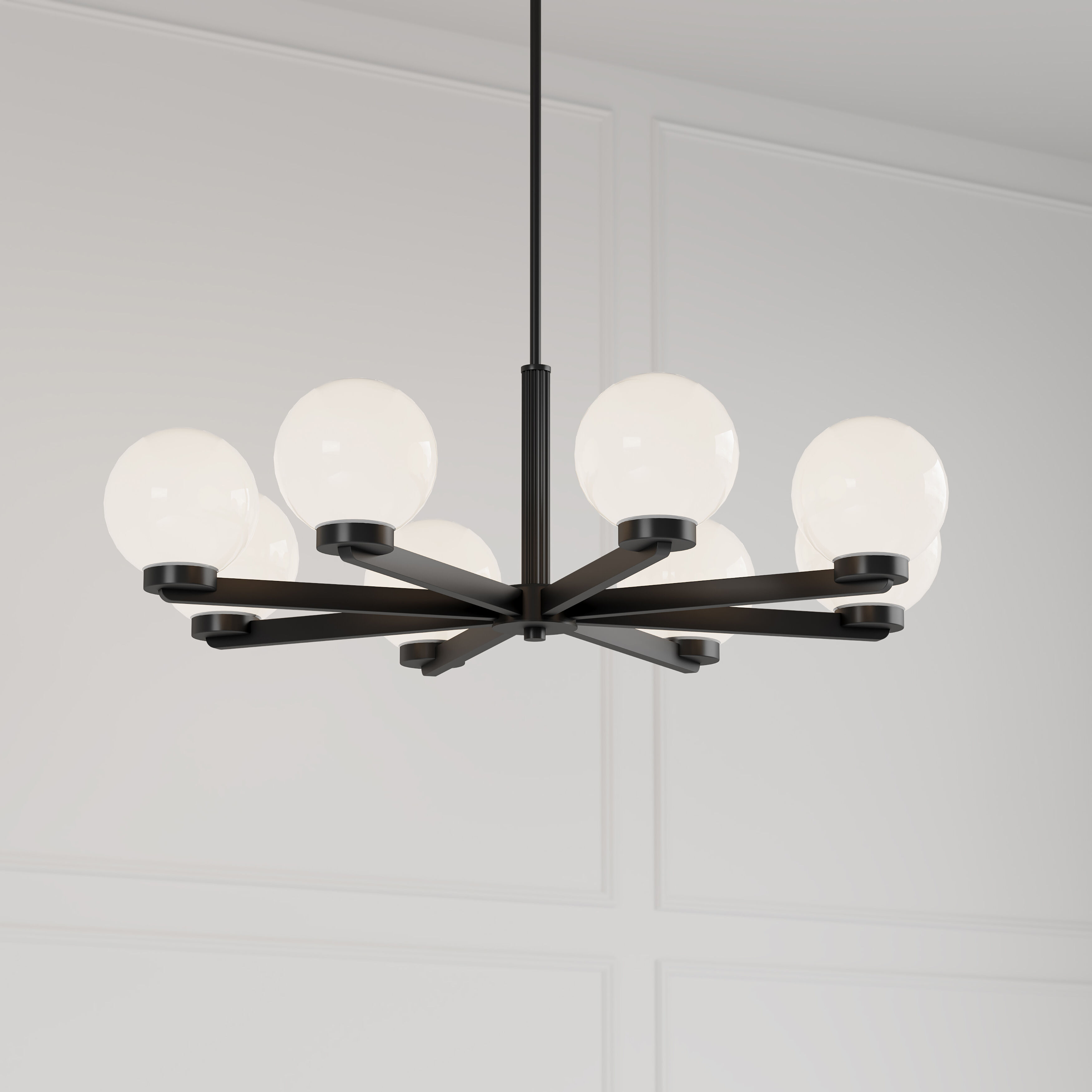 Ardeva 8 Light 34 inch Matte Black Chandelier Ceiling Light