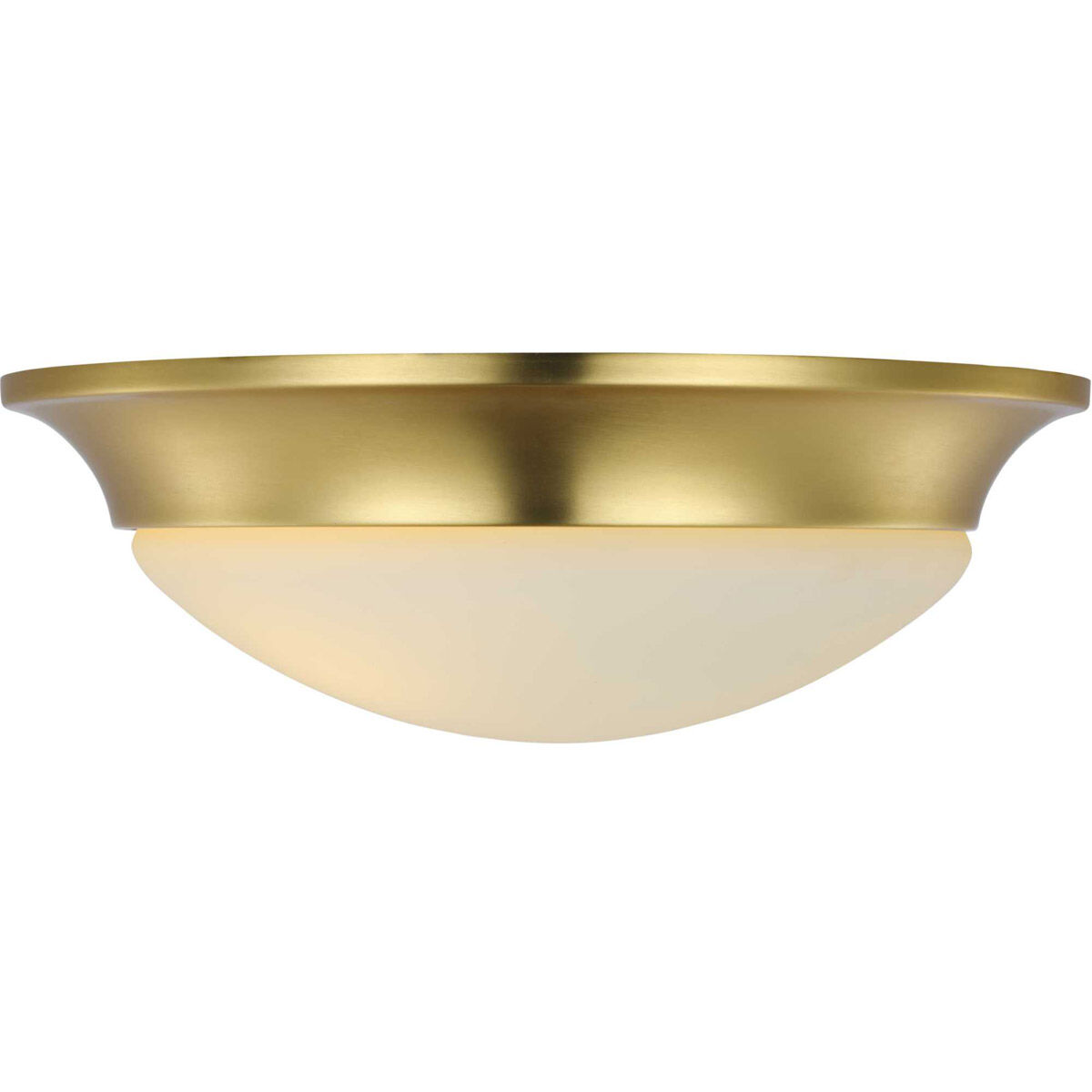 Etched Glass Close-to-Ceiling 2 Light 14 inch Satin Brass Flush Mount Ceiling Light