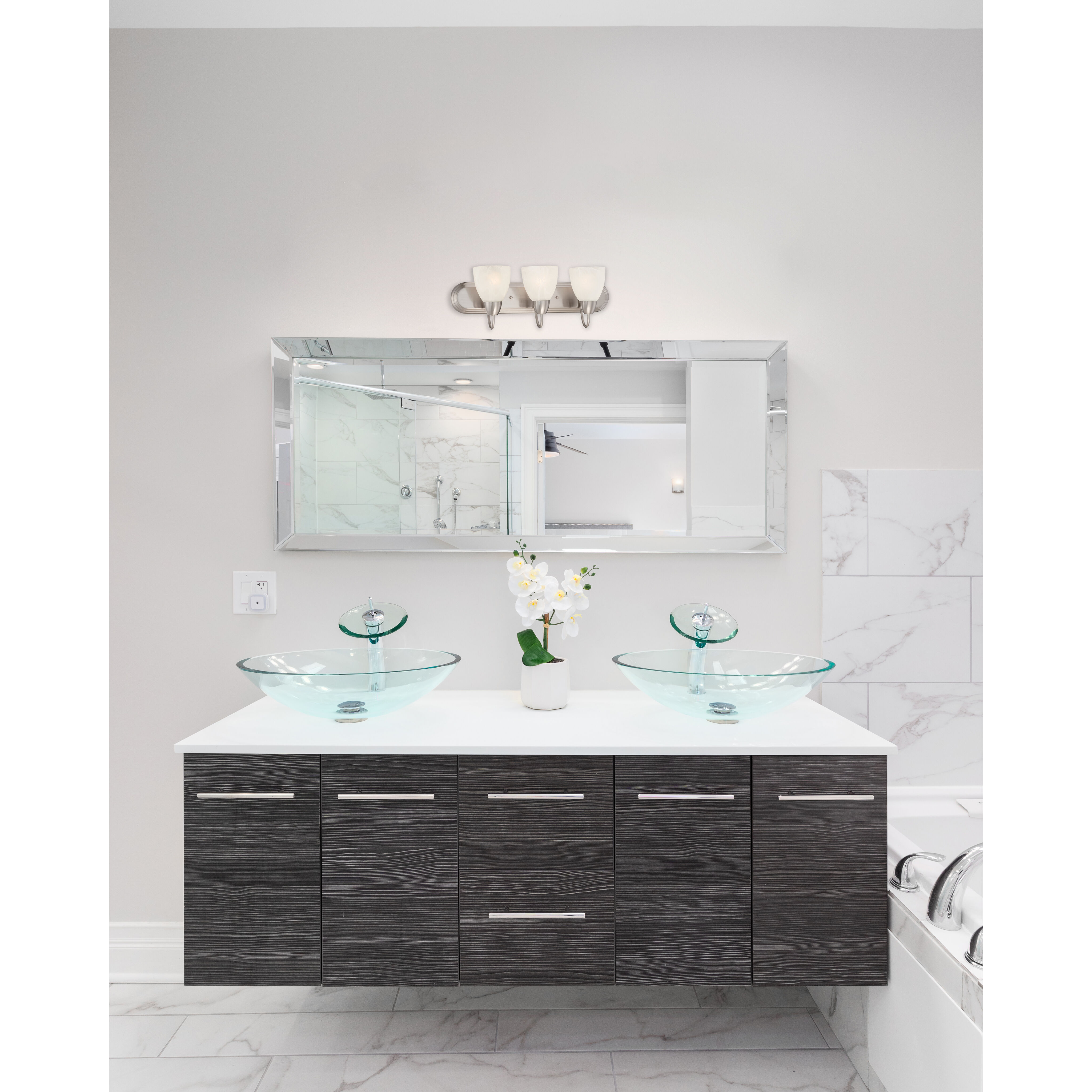 Torino 3 Light 24 inch Brushed Nickel Bath Bar Wall Light