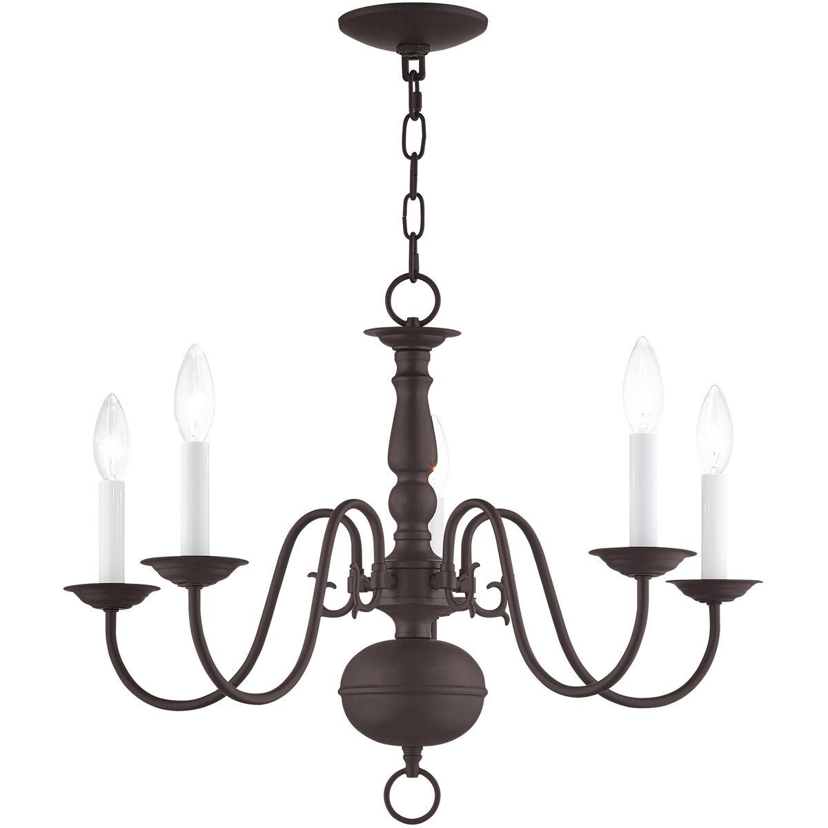 Williamsburgh 5 Light 24 inch Bronze Chandelier Ceiling Light