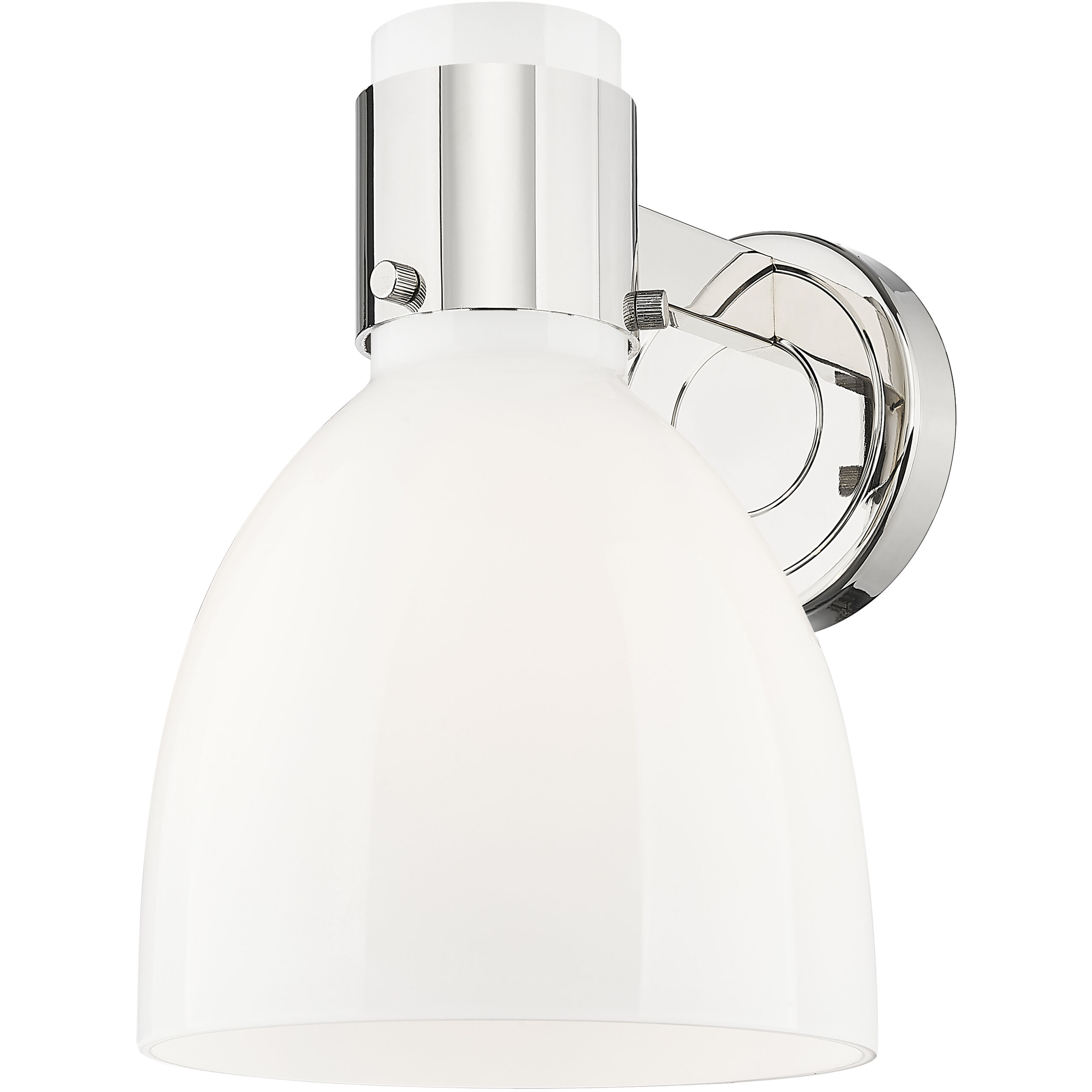 Lawton Bell Sconce Wall Light in Polished Nickel, Gloss White Glass