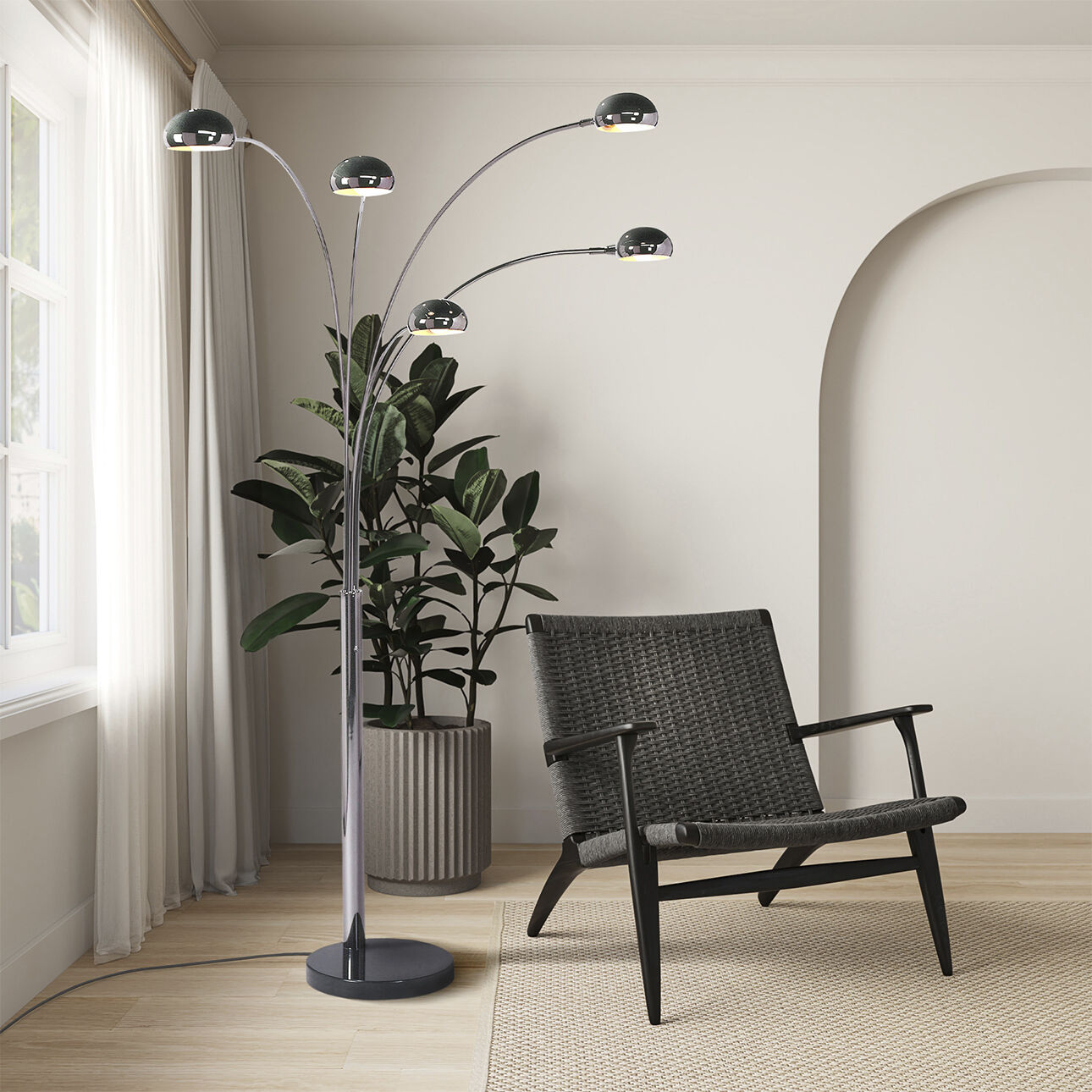 Mushroom 85 inch 40.00 watt Black Nickel Arc Floor Lamp Portable Light