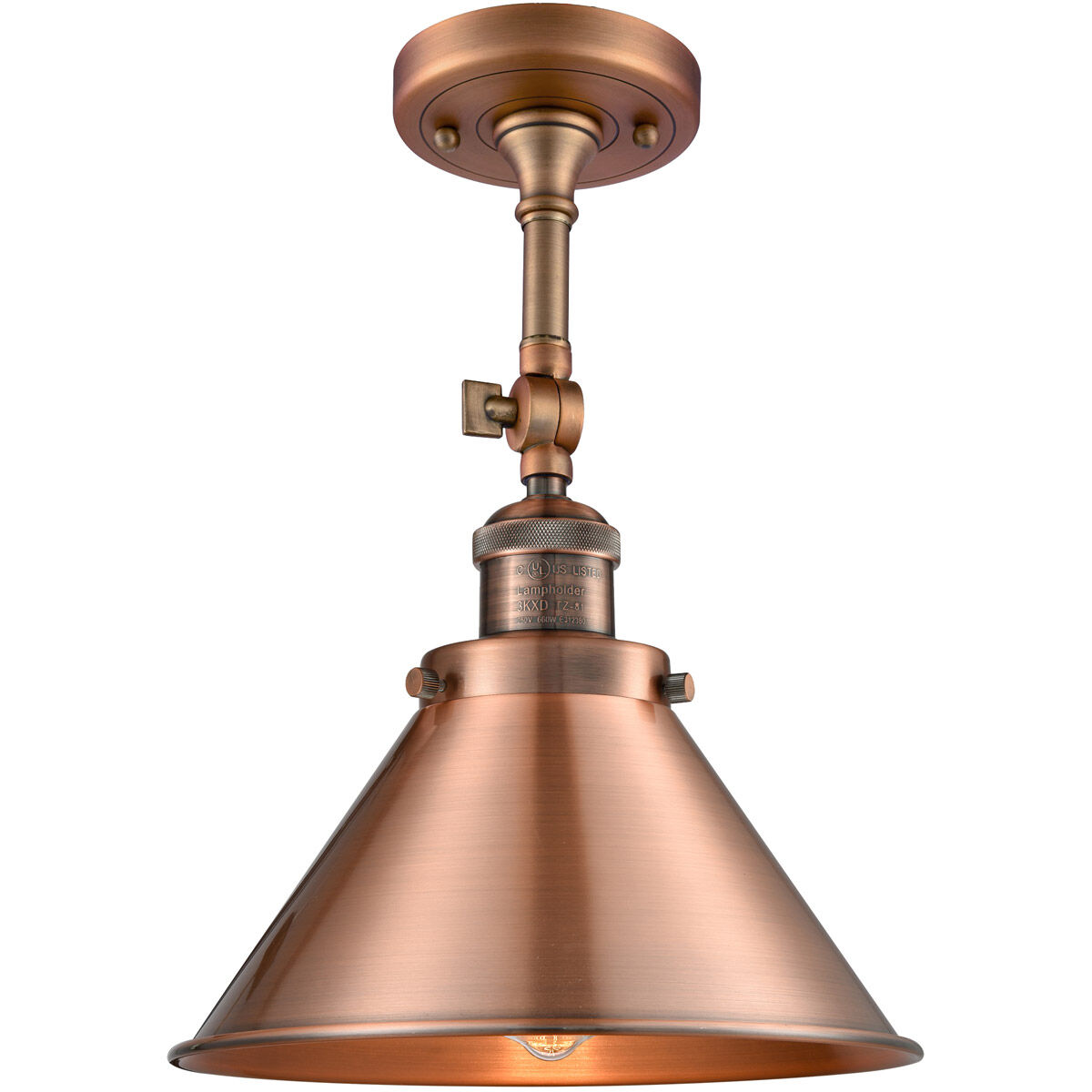 Franklin Restoration Briarcliff LED 10 inch Antique Copper Semi-Flush Mount Ceiling Light, Franklin Restoration