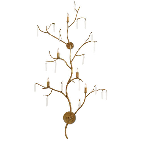 Forest Light 5 Light 30 inch Washed Lucerne Gold/Natural Wall Sconce Wall Light, Aviva Stanoff Collection