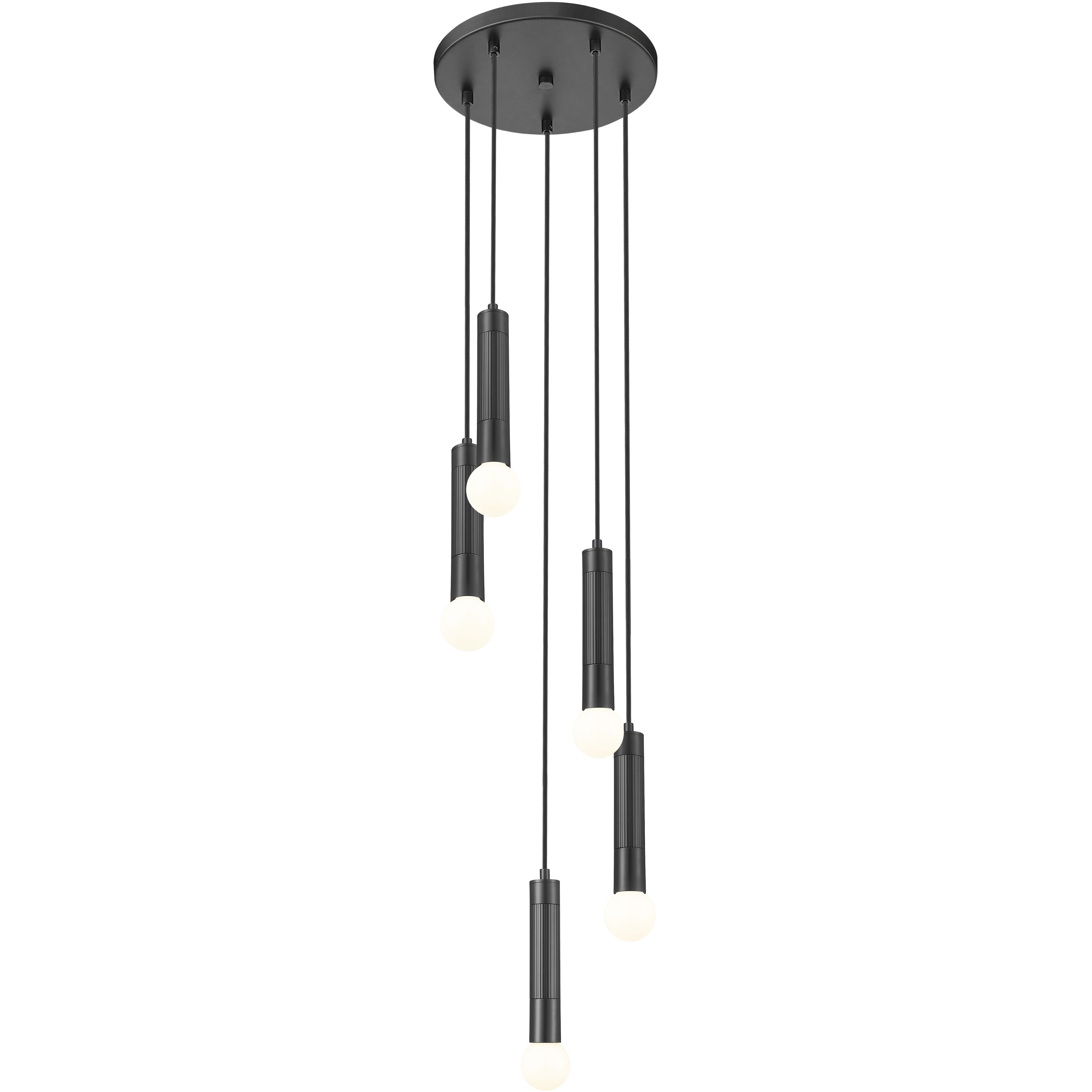 Stari 5 Light 12 inch Matte Black Chandelier Ceiling Light