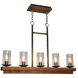 Legno Rustico 5 Light 38 inch Burnished Brass Candle Island Light Ceiling Light