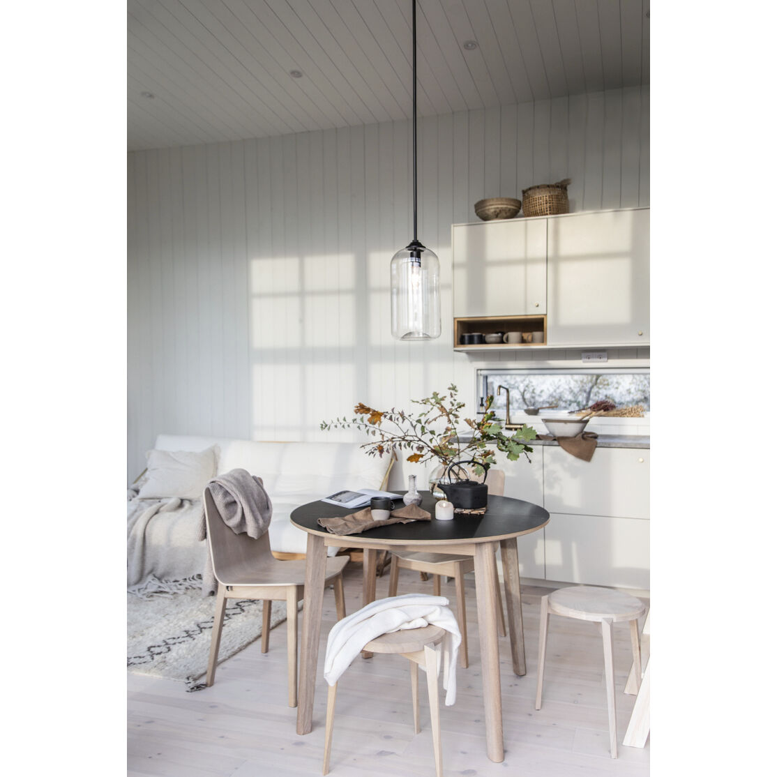 District 1 Light 8 inch Soft Black Pendant Ceiling Light, Clear Glass