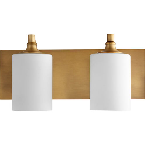 Celeste 2 Light 17 inch Aged Brass Vanity Light Wall Light, Satin Opal