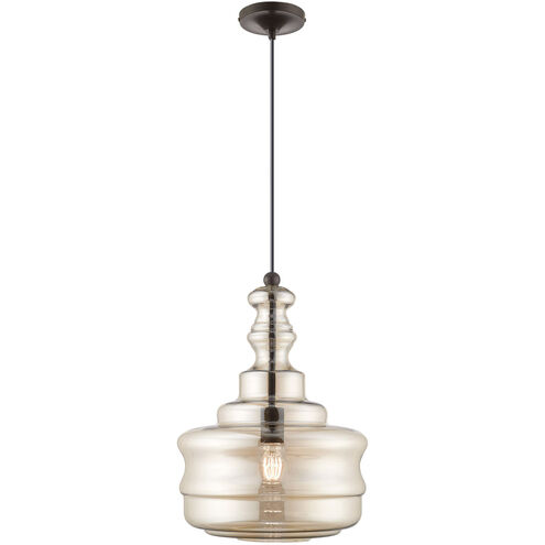 Art Glass 1 Light 13 inch English Bronze Mini Pendant Ceiling Light