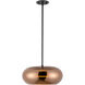 Trinity LED 14.25 inch Black Pendant Ceiling Light in Copper Glass