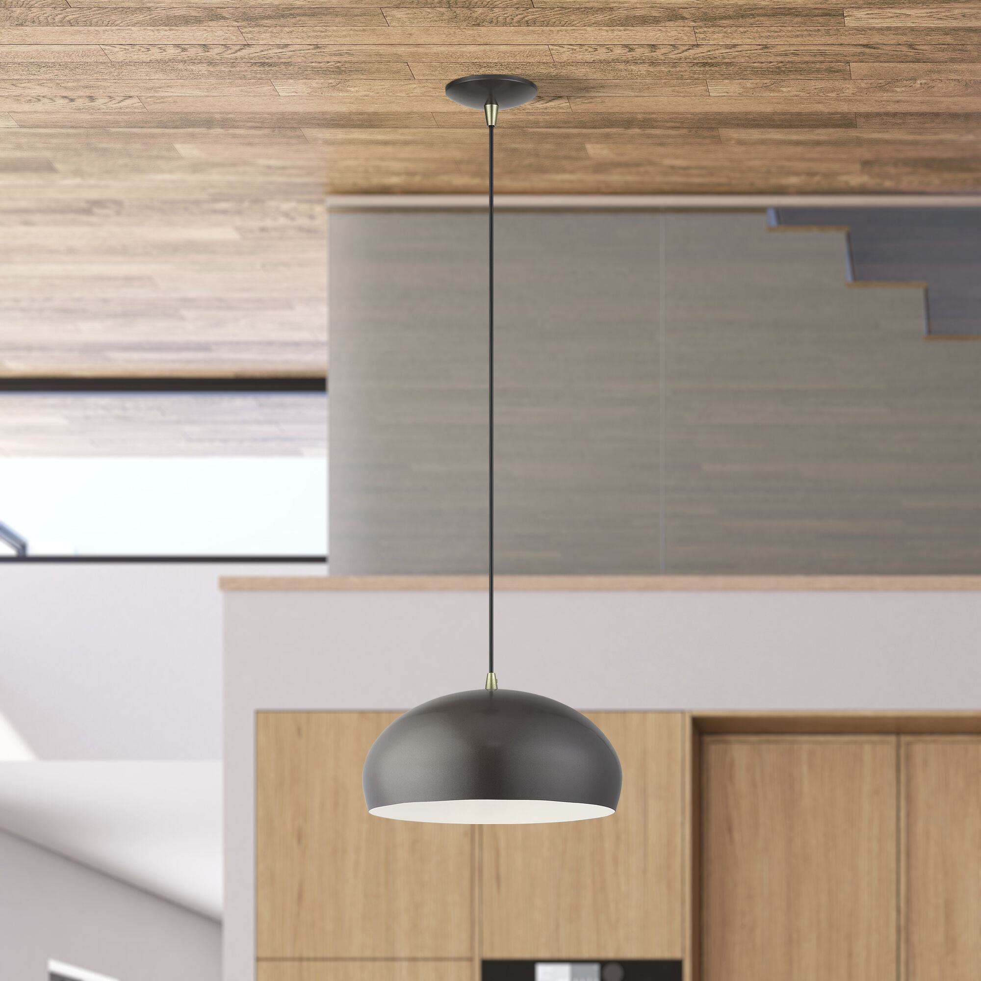 Domma 1 Light 14 inch English Bronze with Antique Brass Accents Pendant Ceiling Light