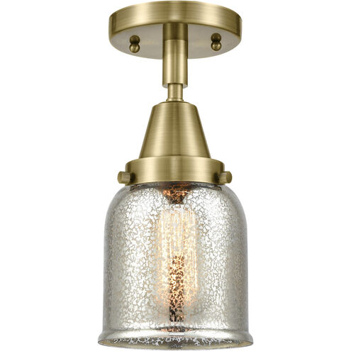 Franklin Restoration Small Bell LED 5 inch Antique Brass Flush Mount Ceiling Light in Silver Plated Mercury Glass