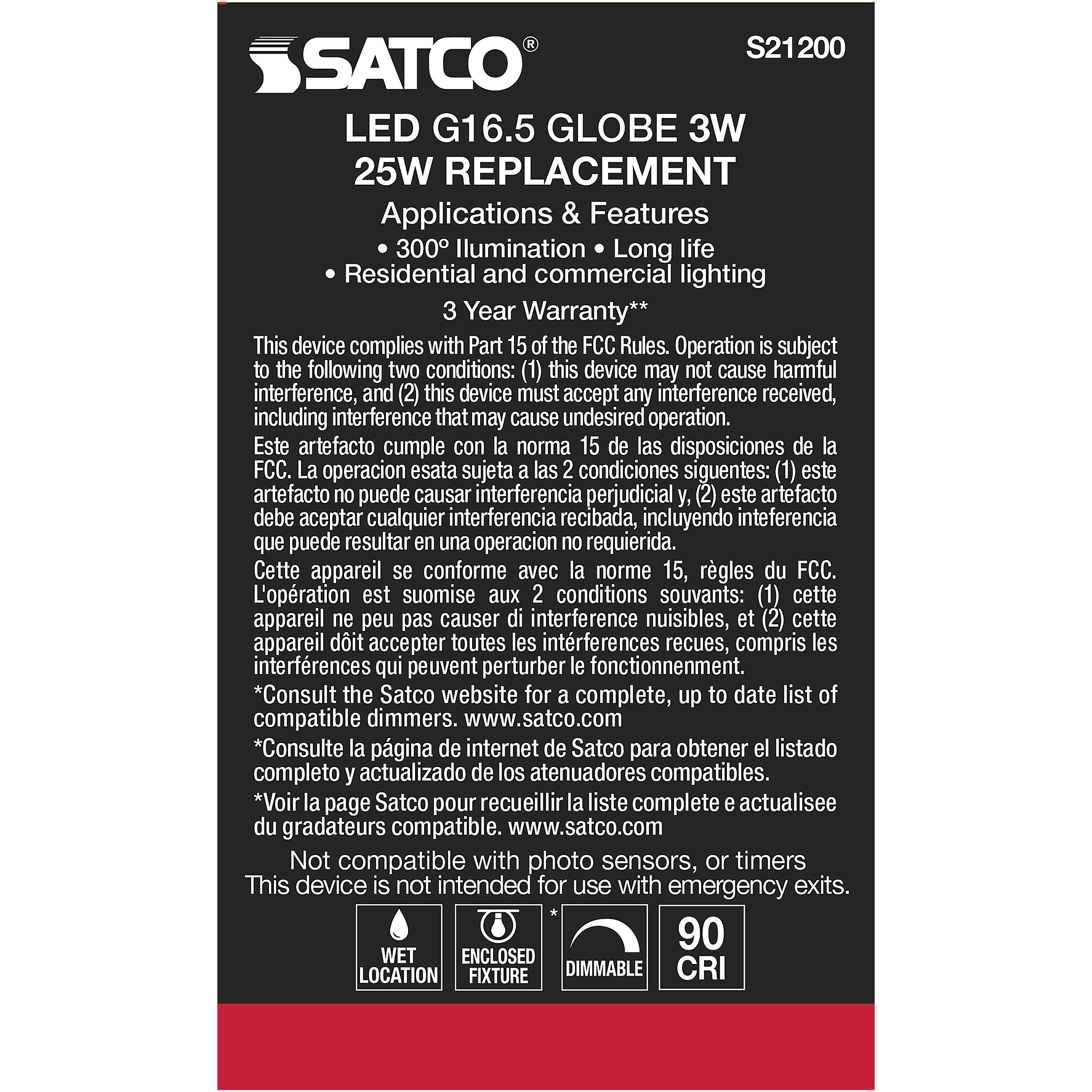 Lumos LED Candelabra Candelabra 3.00 watt 2700K LED Filament