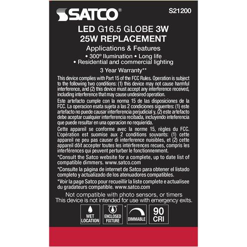 Lumos LED Candelabra Candelabra 3.00 watt 2700K LED Filament