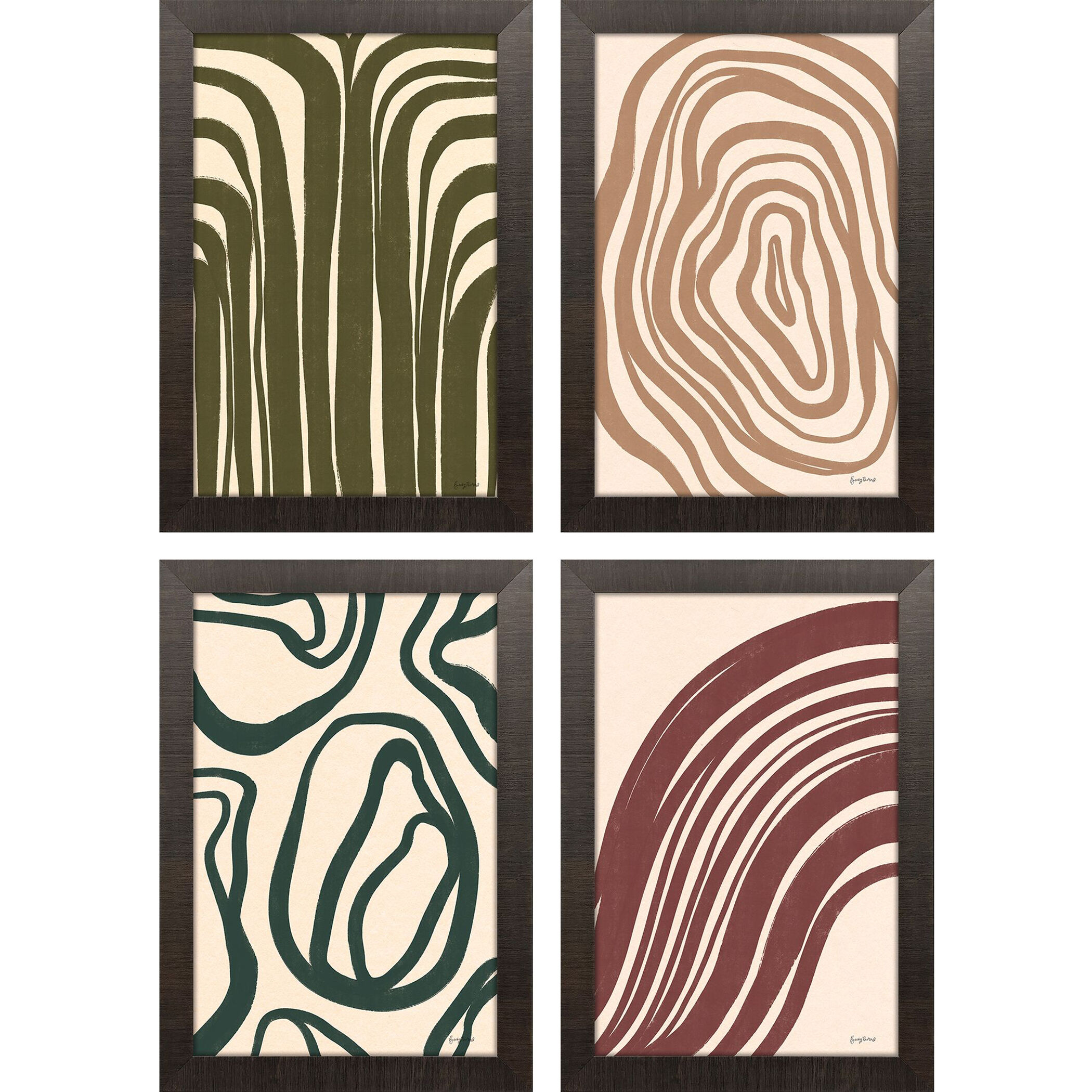 Organic Abstracts 17 X 12 inch Non-Glass Framed Art, Propac