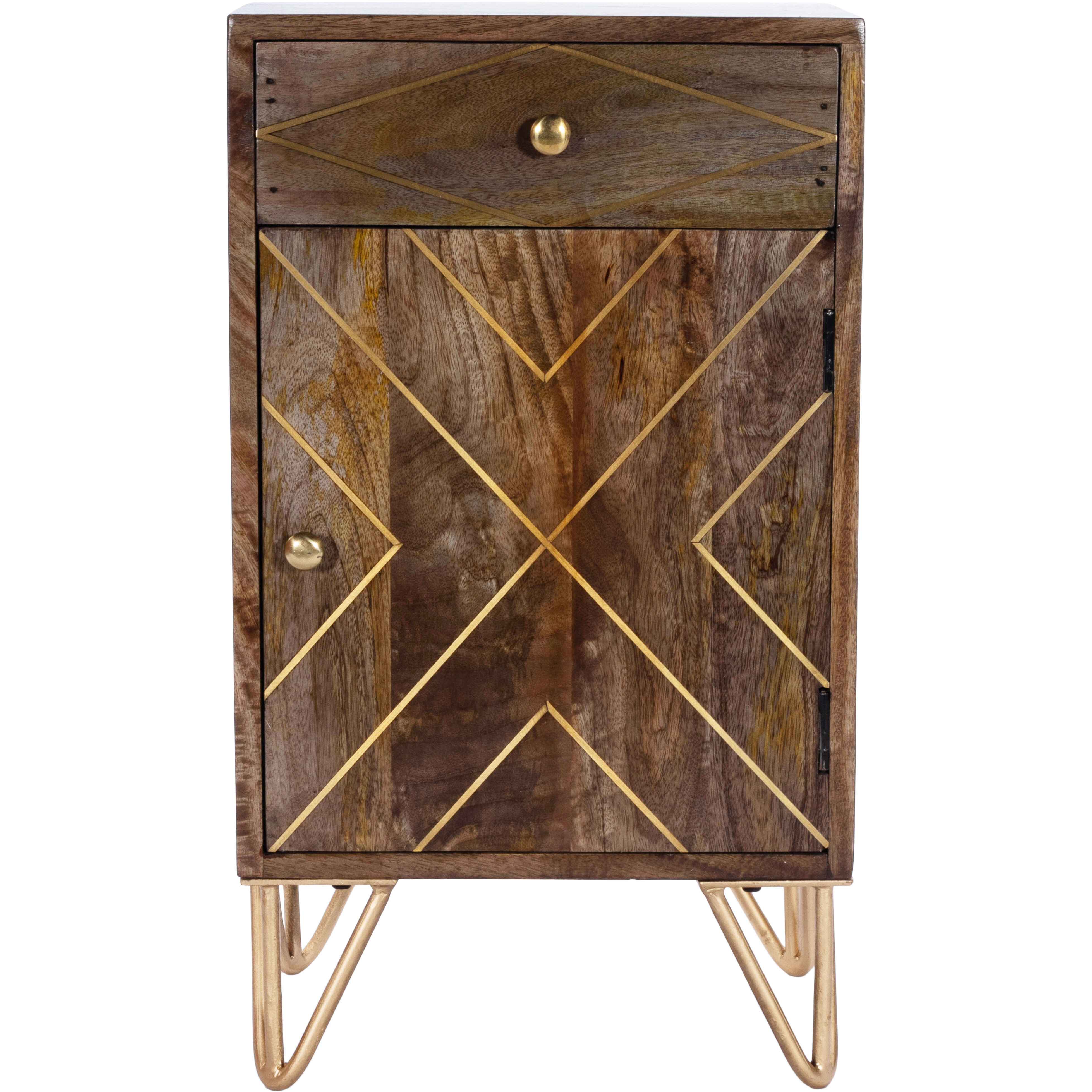 Alda Wood & Brass Metal Inlay Dresser or Chest