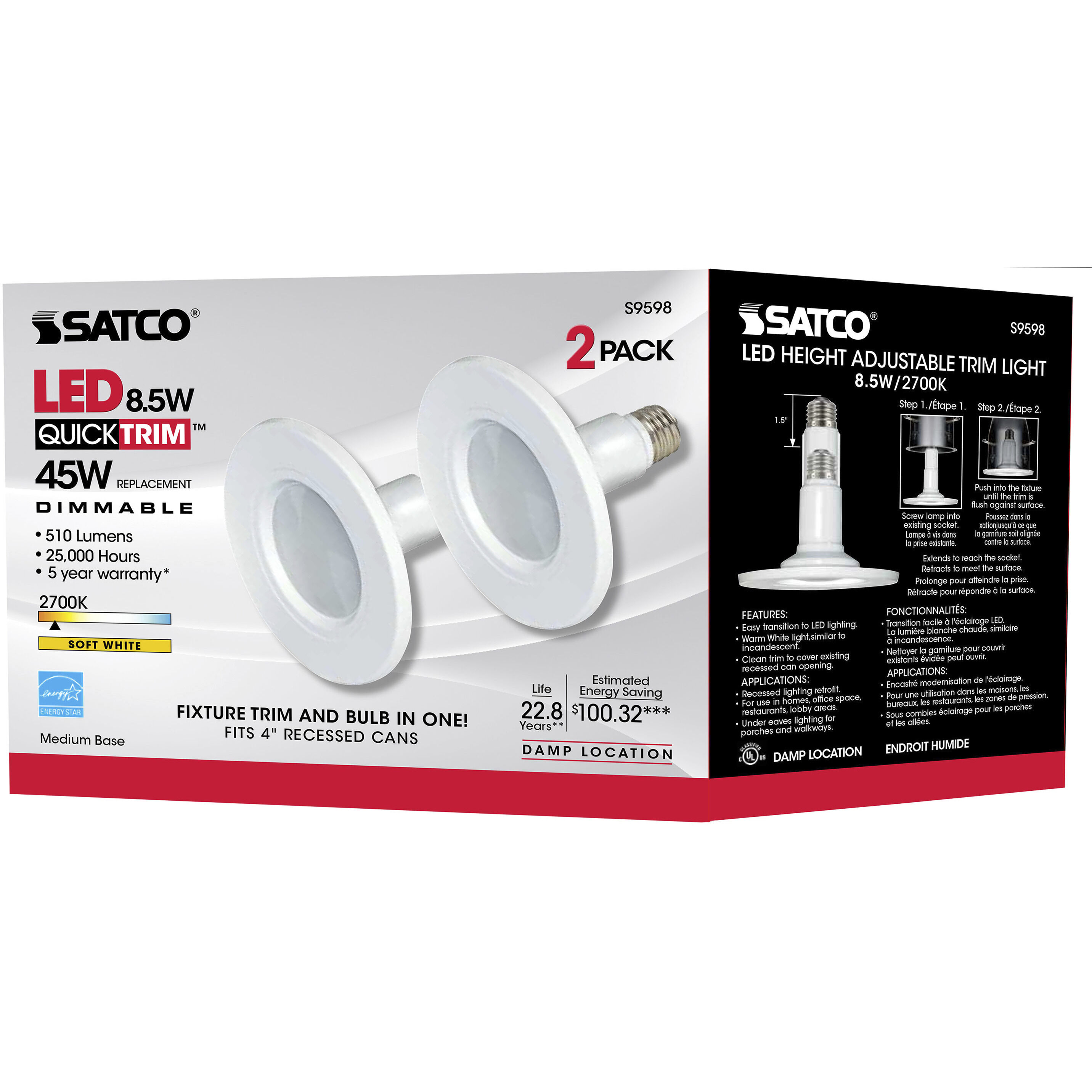 Edgewood LED Module White Recessed, Pack of 2