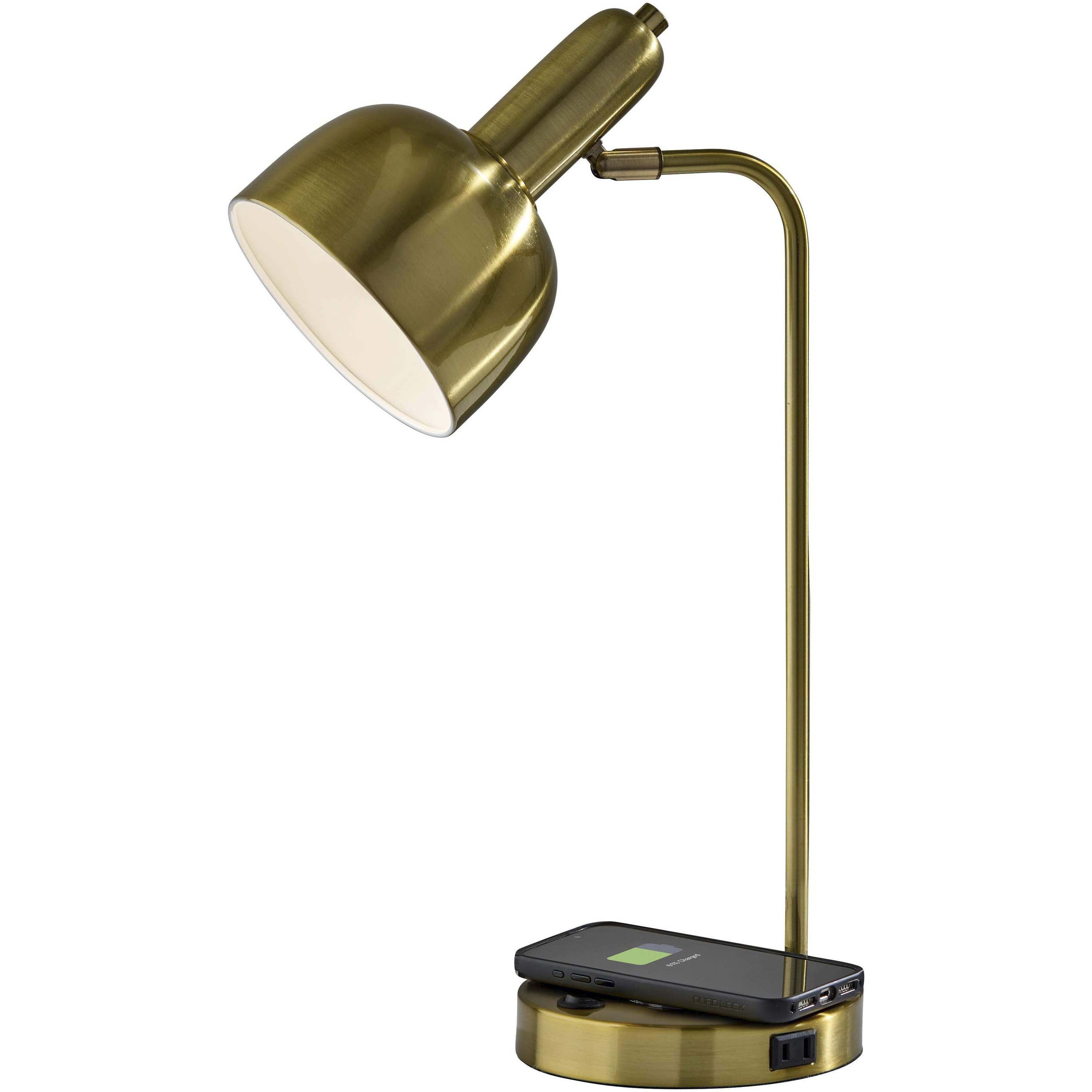 Rico 19 inch 60.00 watt Antique Brass Supercharger Desk Lamp Portable Light