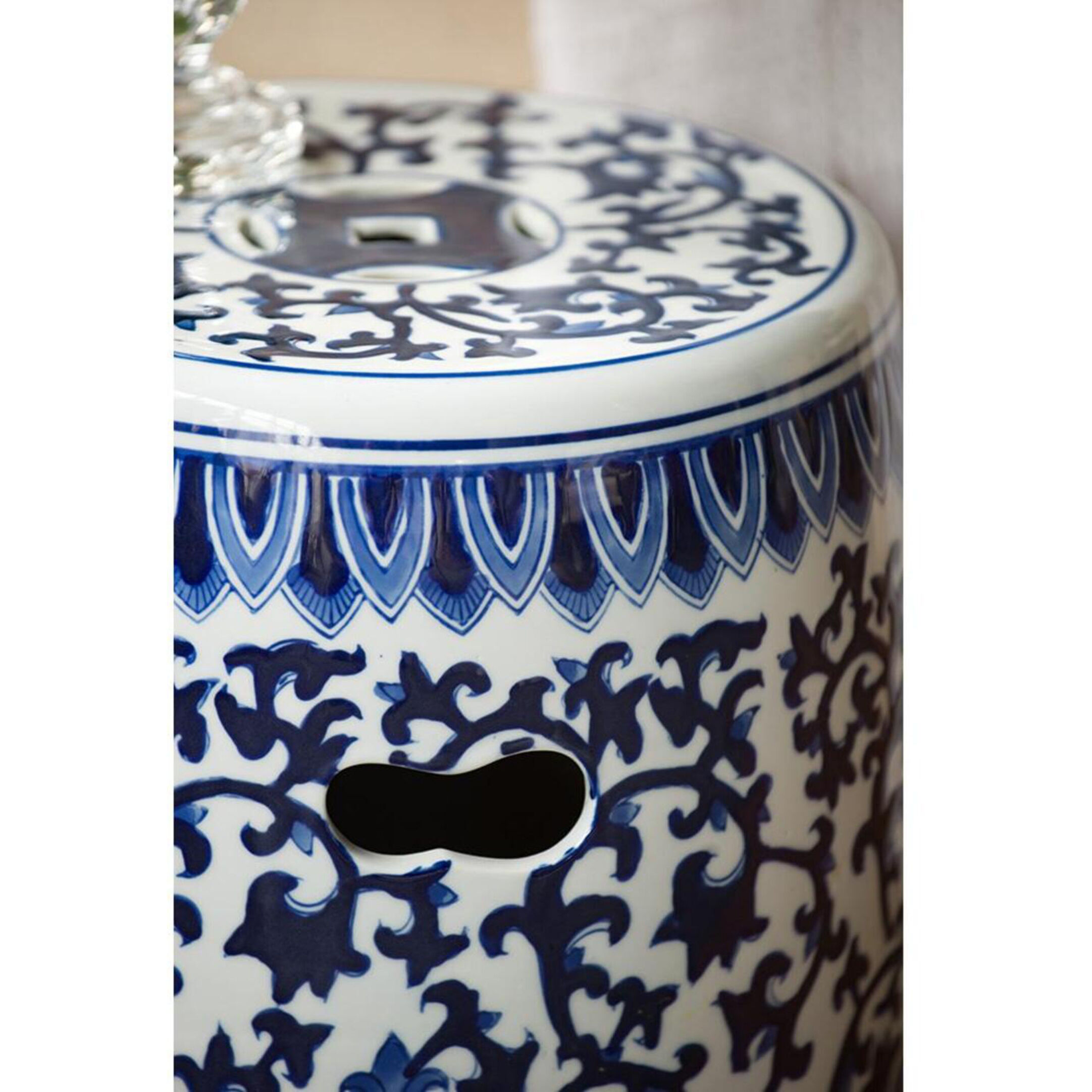 Garden 15.9 inch Blue and White Stool