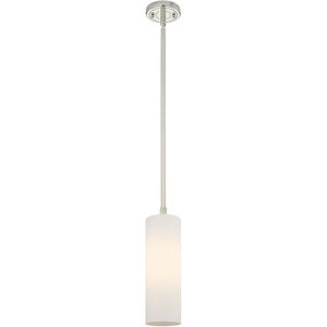 Crown Point Pendant Ceiling Light in Polished Nickel, Matte White Glass