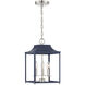 Transitional 3 Light 10 inch Navy Blue with Polished Nickel Pendant Ceiling Light