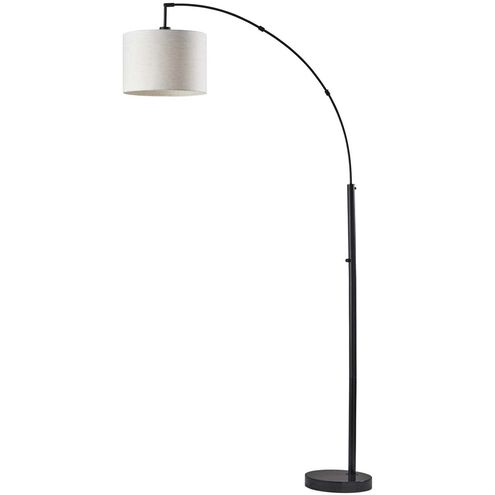 Bowery 73.5 inch 100 watt Black Arc Floor Lamp Portable Light in Taupe Textured Fabric