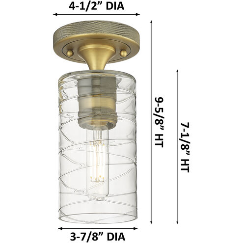 Downtown Urban Crown Point 1 Light 3.88 inch Satin Nickel Flush Mount Ceiling Light in Plated Smoke