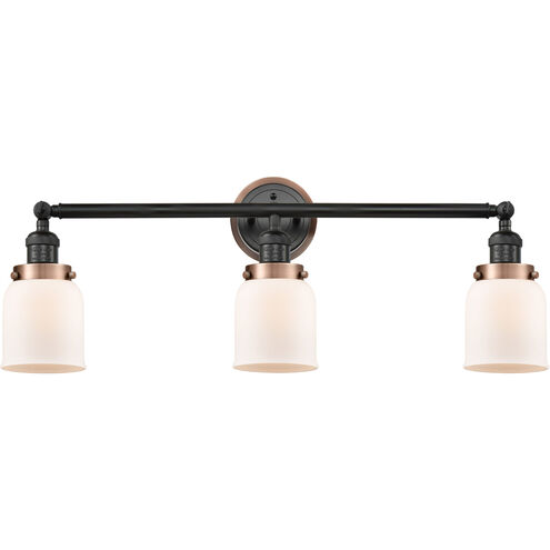 Franklin Restoration Small Bell 3 Light 30 inch Matte Black Bath Vanity Light Wall Light