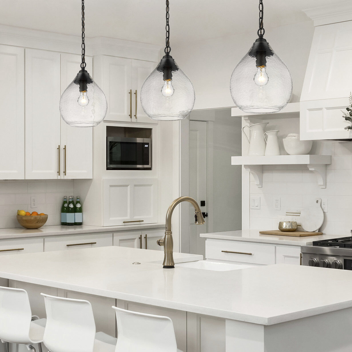 Ariella 1 Light 9.88 inch Matte Black Pendant Ceiling Light in Clear Hammered, Small