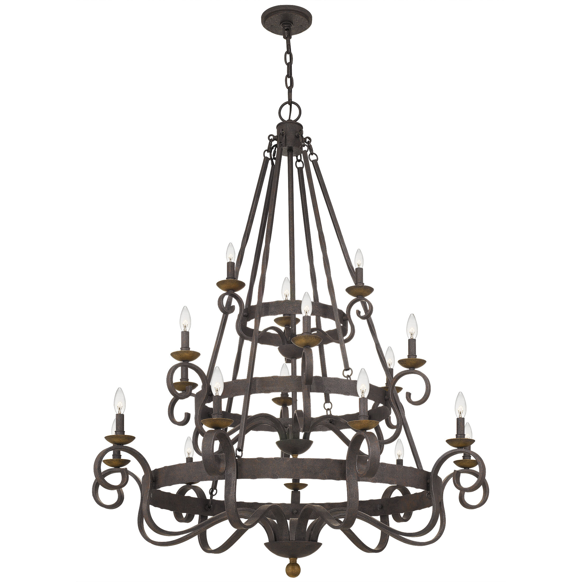 Noble 18 Light 48 inch Rustic Black Chandelier Ceiling Light