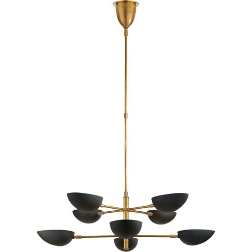 AERIN Graphic 8 Light 38 inch Hand-Rubbed Antique Brass Two-Tier Chandelier Ceiling Light in Black, Large