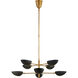 AERIN Graphic 8 Light 38 inch Hand-Rubbed Antique Brass Two-Tier Chandelier Ceiling Light in Black, Large