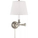Candle Stick 19 inch 60 watt Antique Nickel Swing Arm Wall Light in Silk