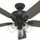 Rosner 52 inch Matte Black with Greyed Walnut/Salted Black Blades Ceiling Fan
