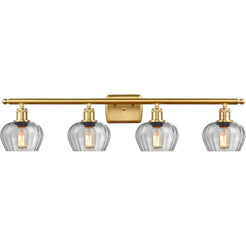 Ballston Fenton 4 Light 36 inch Satin Gold Bath Vanity Light Wall Light in Clear Glass, Ballston