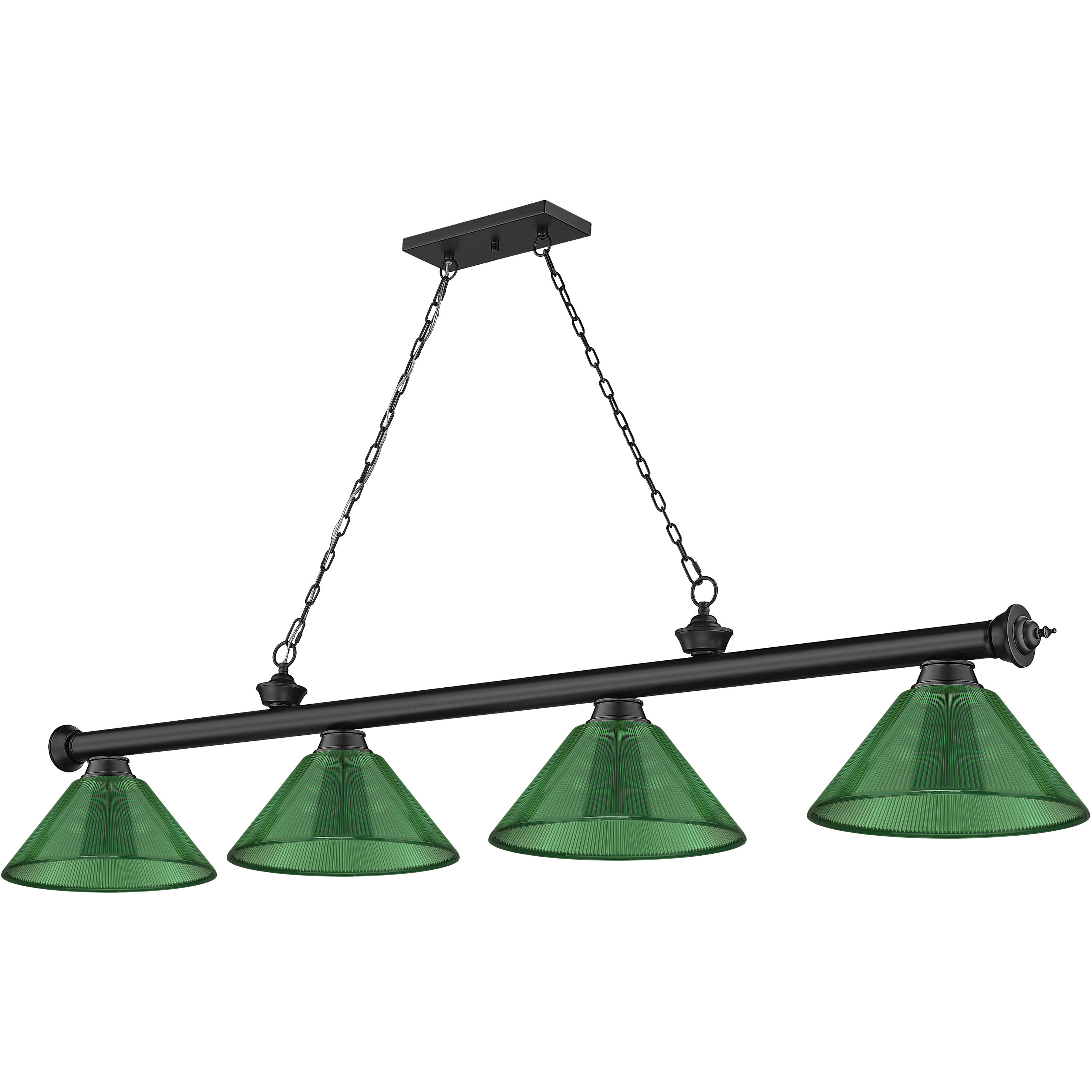 Cordon 4 Light 81.25 inch Matte Black Billiard Ceiling Light in Green Acrylic