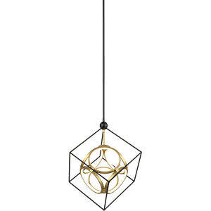 Monza LED 24.38 inch Black with Antique Brass Chandelier Ceiling Light