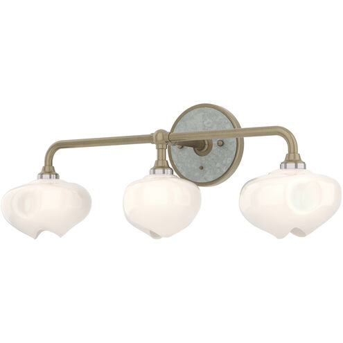 Ume 3 Light 22 inch Soft Gold and Vintage Platinum Curved Arm Bath Sconce Wall Light in Soft Gold/Vintage Platinum, Frosted, Curved Arm