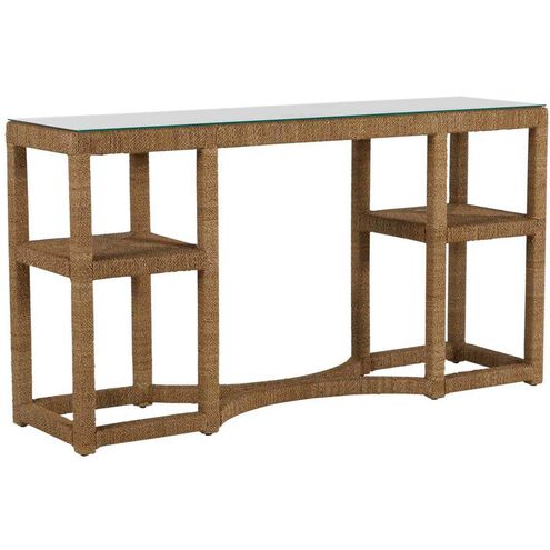 Dandridge 64 X 17 inch Natural Seagrass / Tempered Glass Console Table