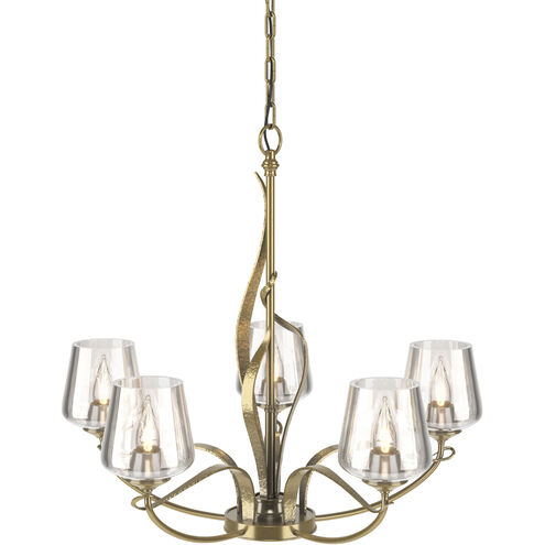 Flora 5 Light 26.7 inch Modern Brass Chandelier Ceiling Light in Clear