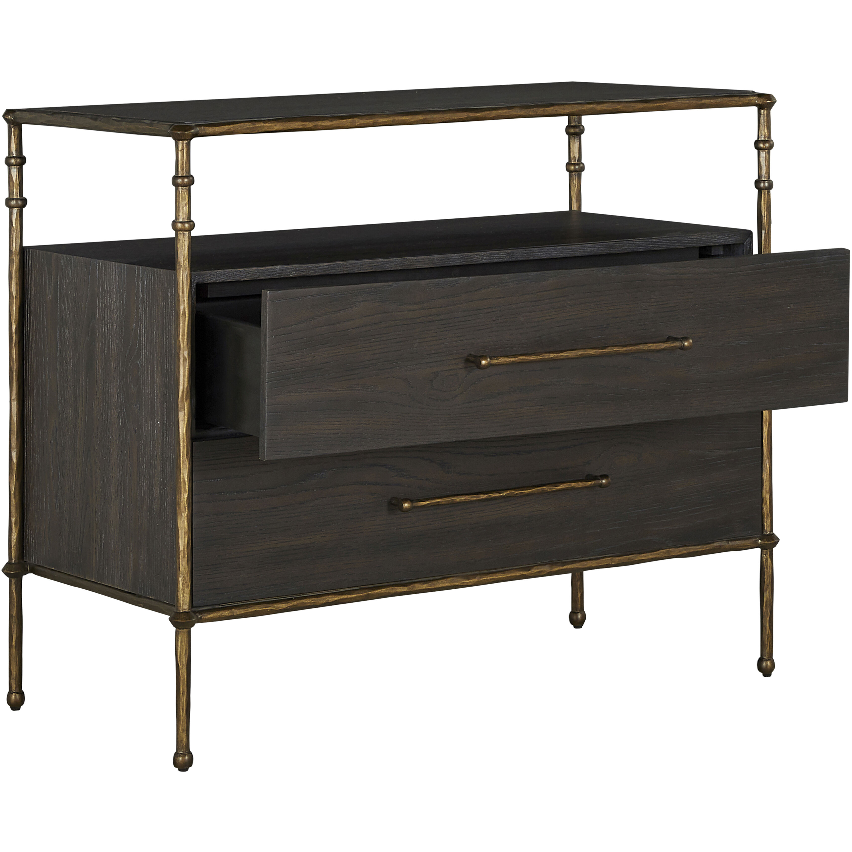 Reese 38.5 X 32.5 inch Cerused Forest Black and Dark Antique Brass Nightstand