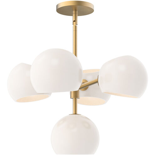 Alora Mood Willow 5 Light 18 inch Brushed Gold Chandelier Ceiling Light in Opal Glass