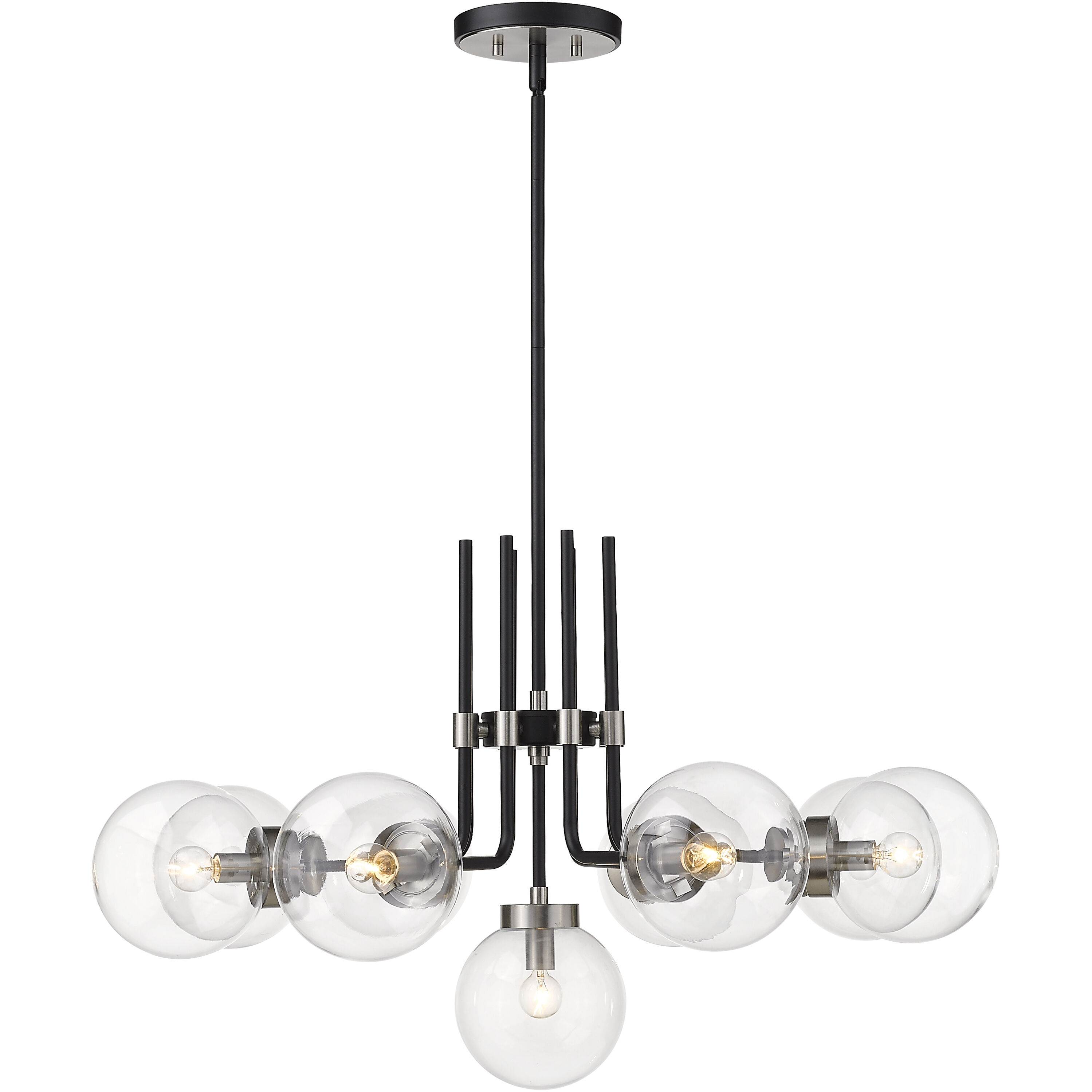 Parsons 9 Light 32 inch Matte Black and Brushed Nickel Chandelier Ceiling Light