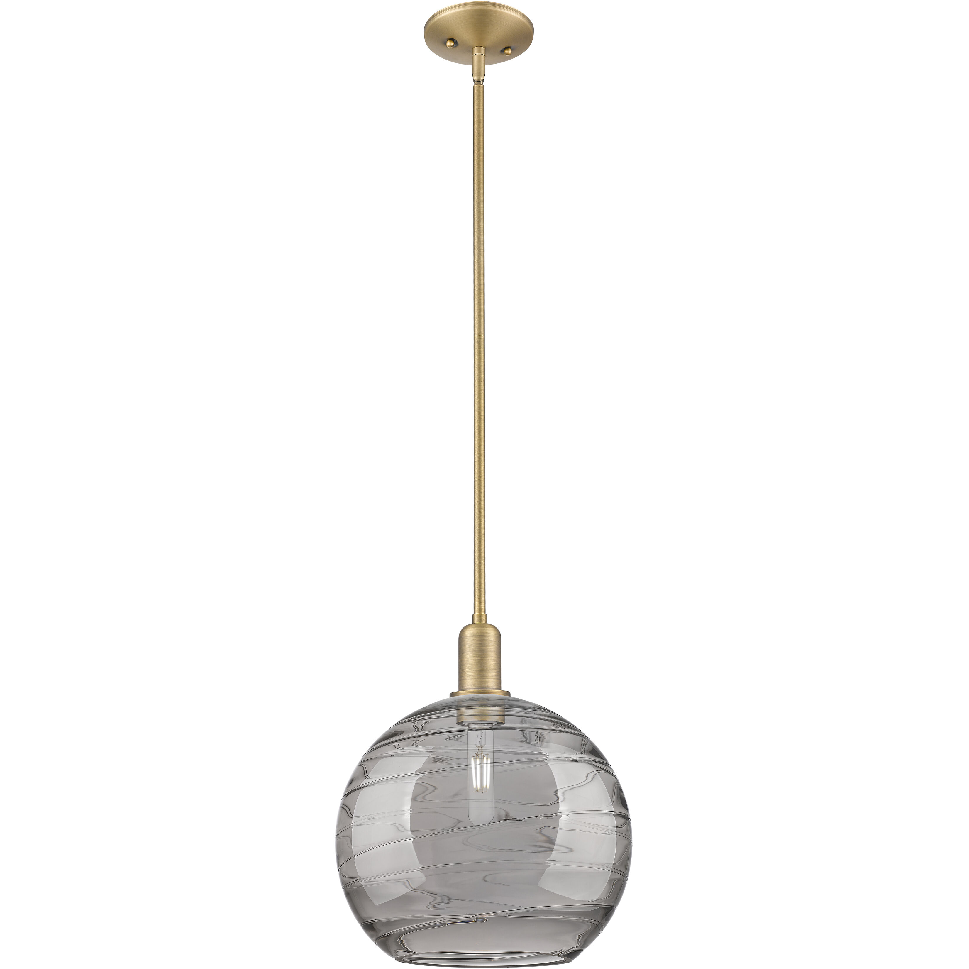 Arcadia Athens Deco Swirl 1 Light 12 inch Brushed Brass Mini Pendant Ceiling Light