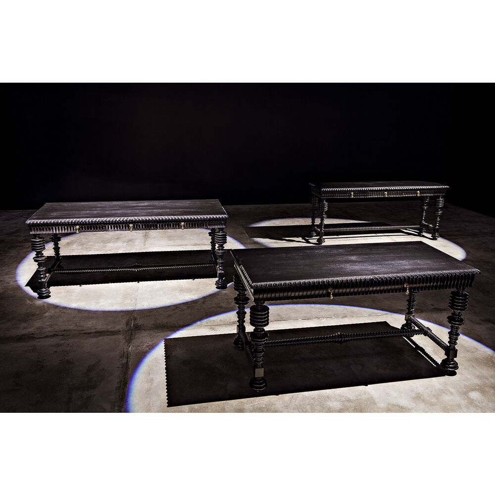 Portuguese 60 X 28 inch Hand Rubbed Black Desk, Small