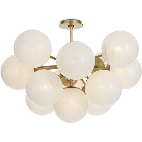 Shine 13 Light 33.75 inch Natural Brass Flush Mount Ceiling Light in Swirl Glass